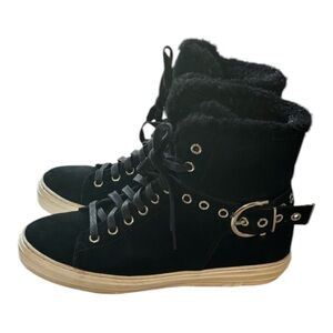 Salvatore Ferragamo Sherpa lined high top sneakers size 9 women’s